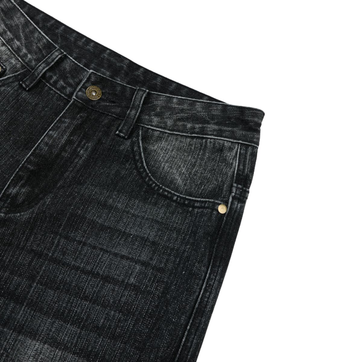 Vintage Washed Black Wide‑Leg Jeans