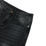 Vintage Washed Black Wide‑Leg Jeans