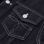 Unisex Textured Silhouette Slim Fit Workwear Denim Jacket