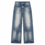 Vintage Stone Wash Relaxed Straight Leg Denim Jeans