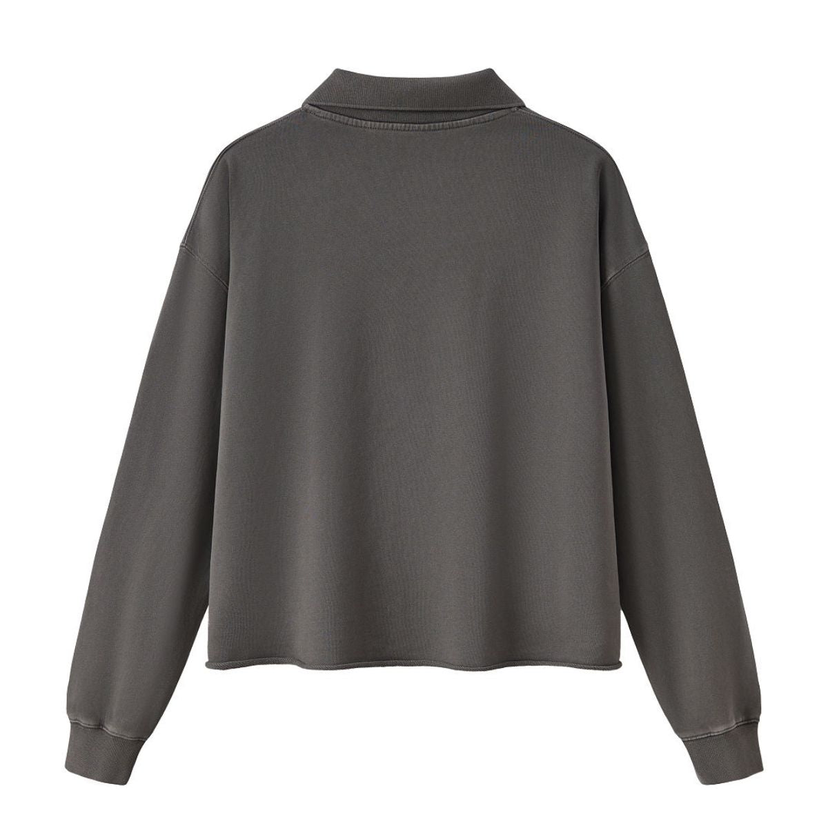 Boxy‑Fit Small V‑Neck Polo Cotton Sweatshirt