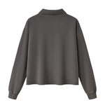 Boxy‑Fit Small V‑Neck Polo Cotton Sweatshirt