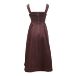 Square Neck Flared A-Line Denim Midi Dress