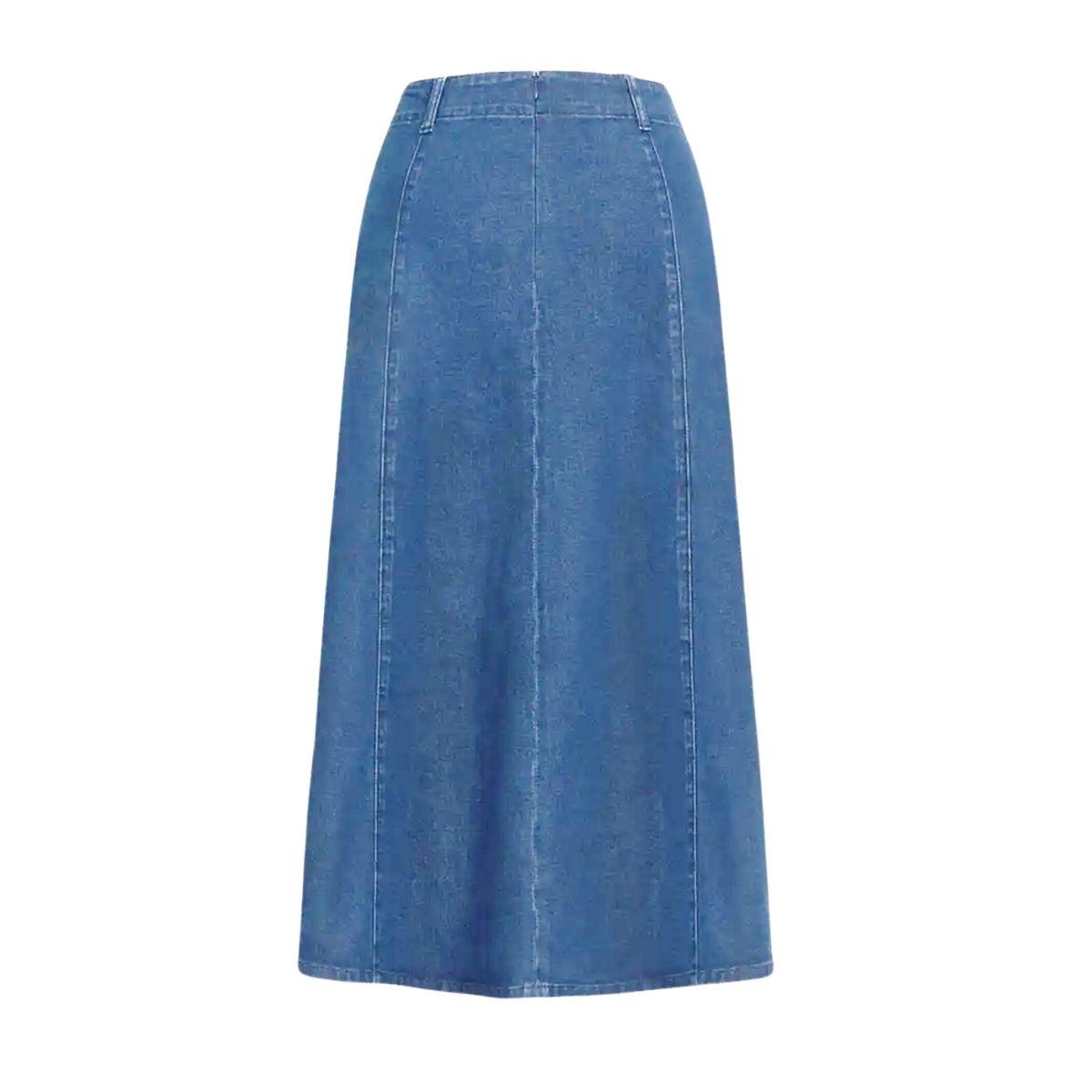 High-Waisted Flowy A-Line Long Denim Maxi Skirt
