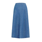 High-Waisted Flowy A-Line Long Denim Maxi Skirt