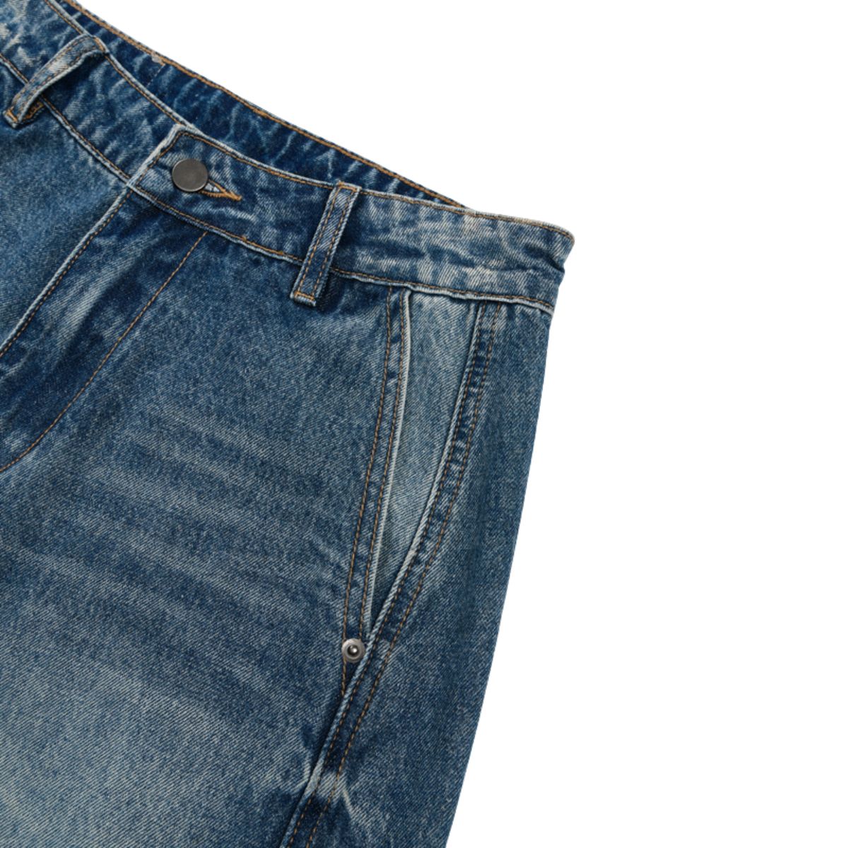 Vintage Blue Wide‑Leg Jeans With Side Pleat Details