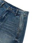Vintage Blue Wide‑Leg Jeans With Side Pleat Details