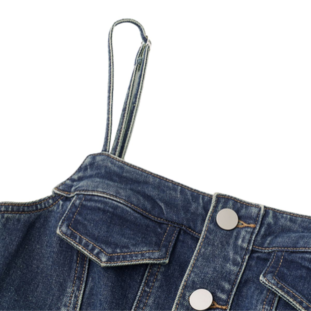 Falda vaquera con bordado de perlas y lavado vintage