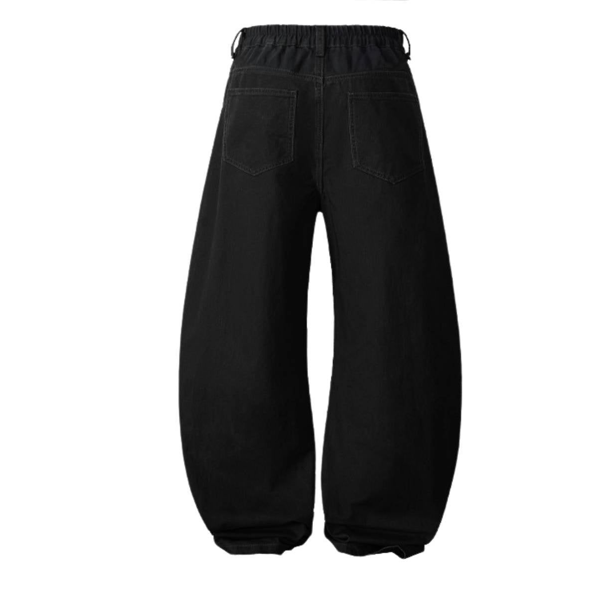 Deconstructed Washed Solid Pleated Panel Multi-Pocket Cargo Pants