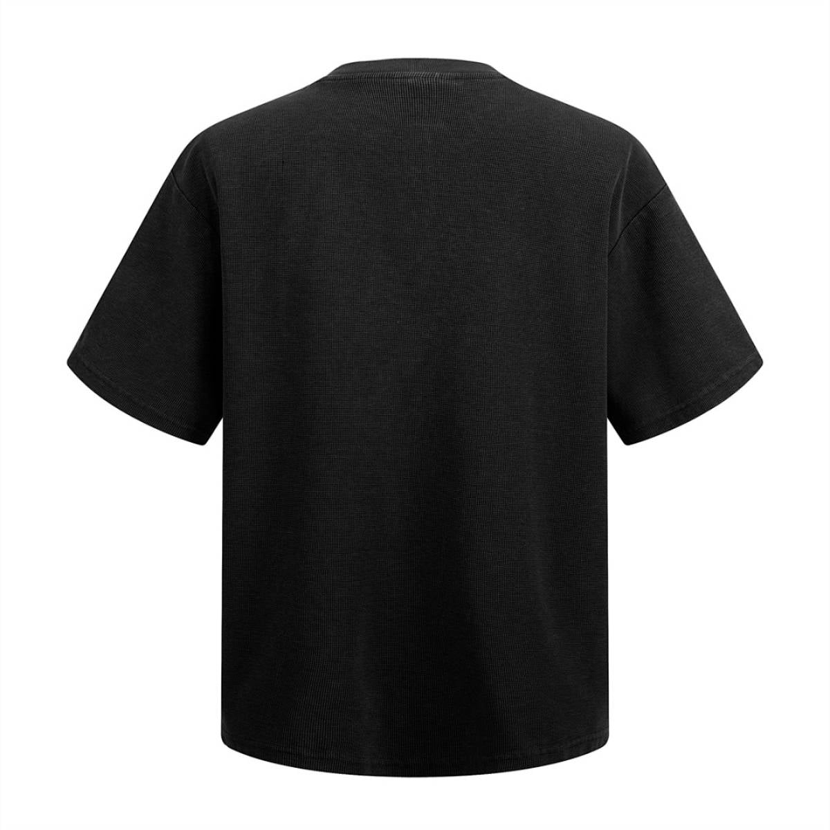 Casual Waffle Fabric Button Neck T-Shirt