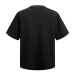 Casual Waffle Fabric Button Neck T-Shirt
