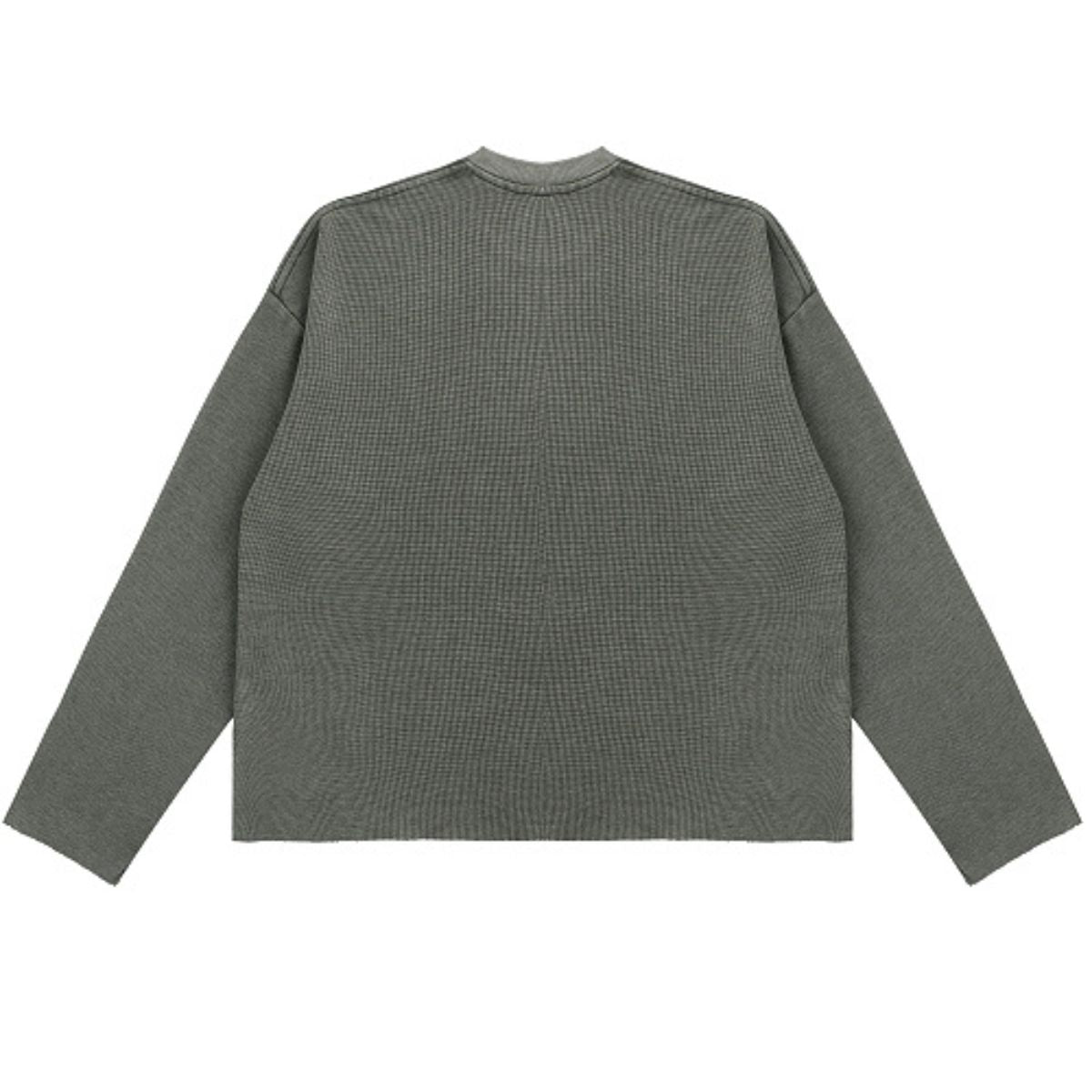 Heavyweight Washed Waffle Cotton Long Sleeve Tee 340G