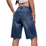 Women's Low Rise Long Bermuda Denim Shorts