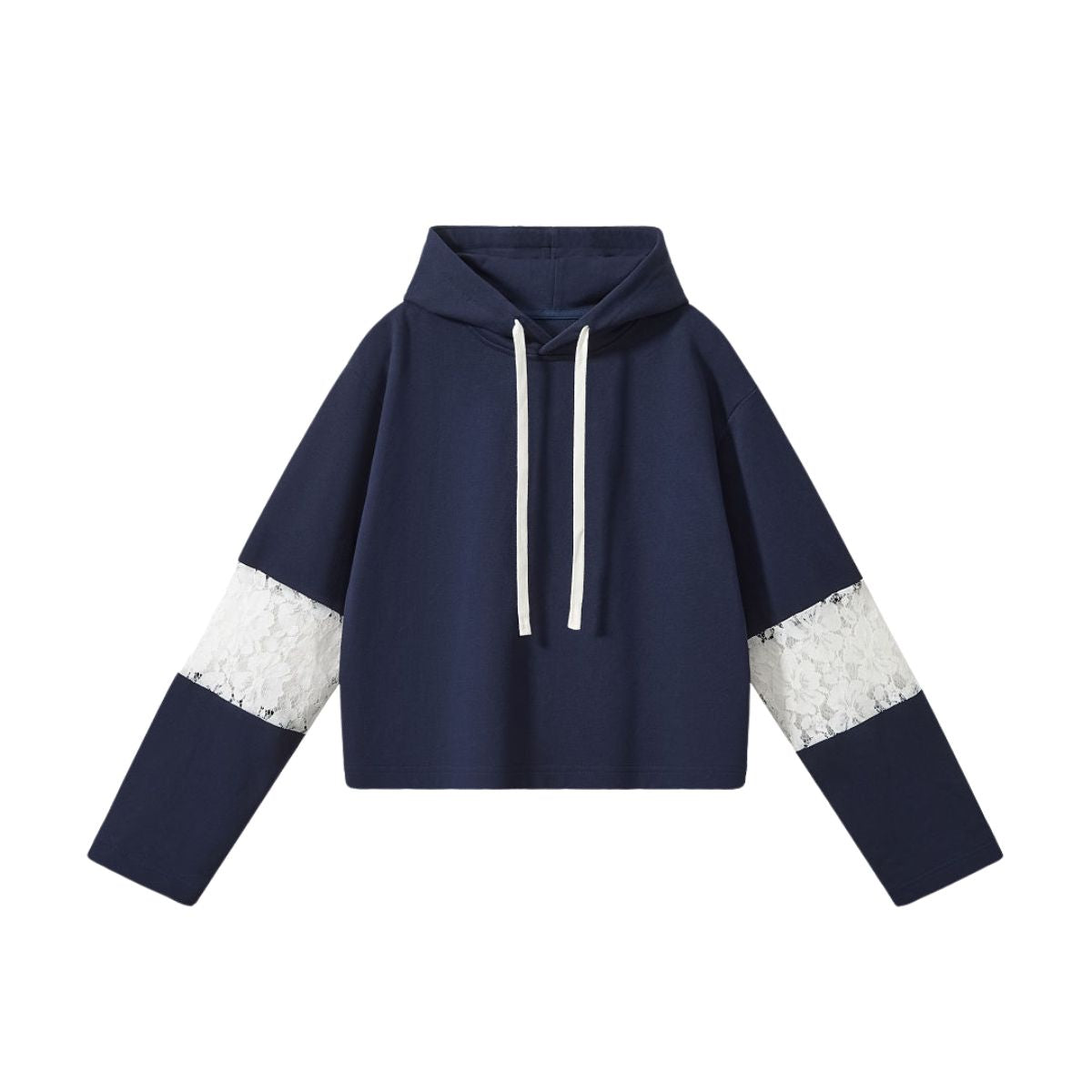 Lace Cutout Spliced Hooded Sweatshirt