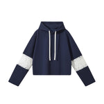 Lace Cutout Spliced Hooded Sweatshirt