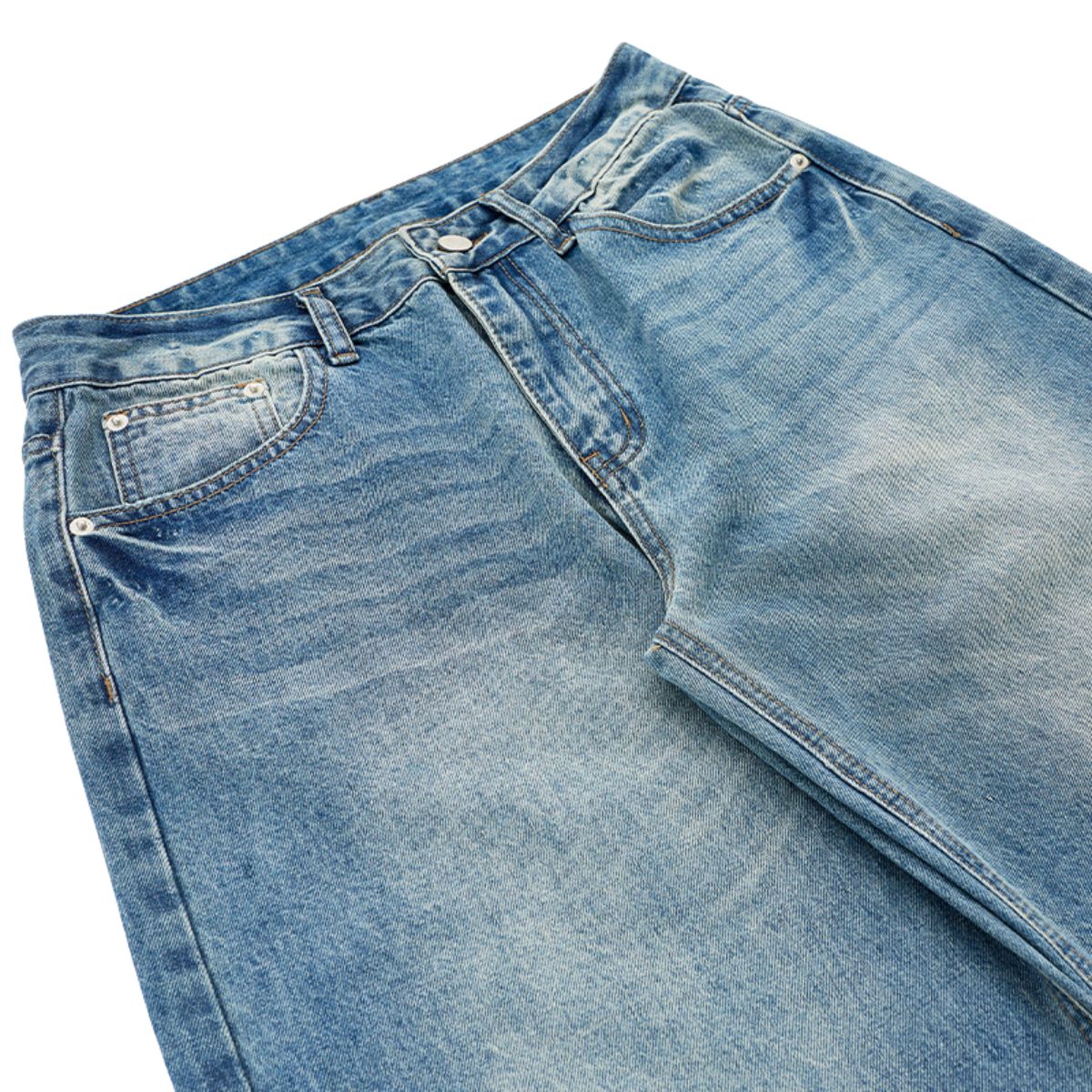 3D Washed Wide Leg Jeans
