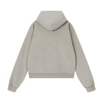 French Terry Washed Distressed Double‑Zip Hoodie