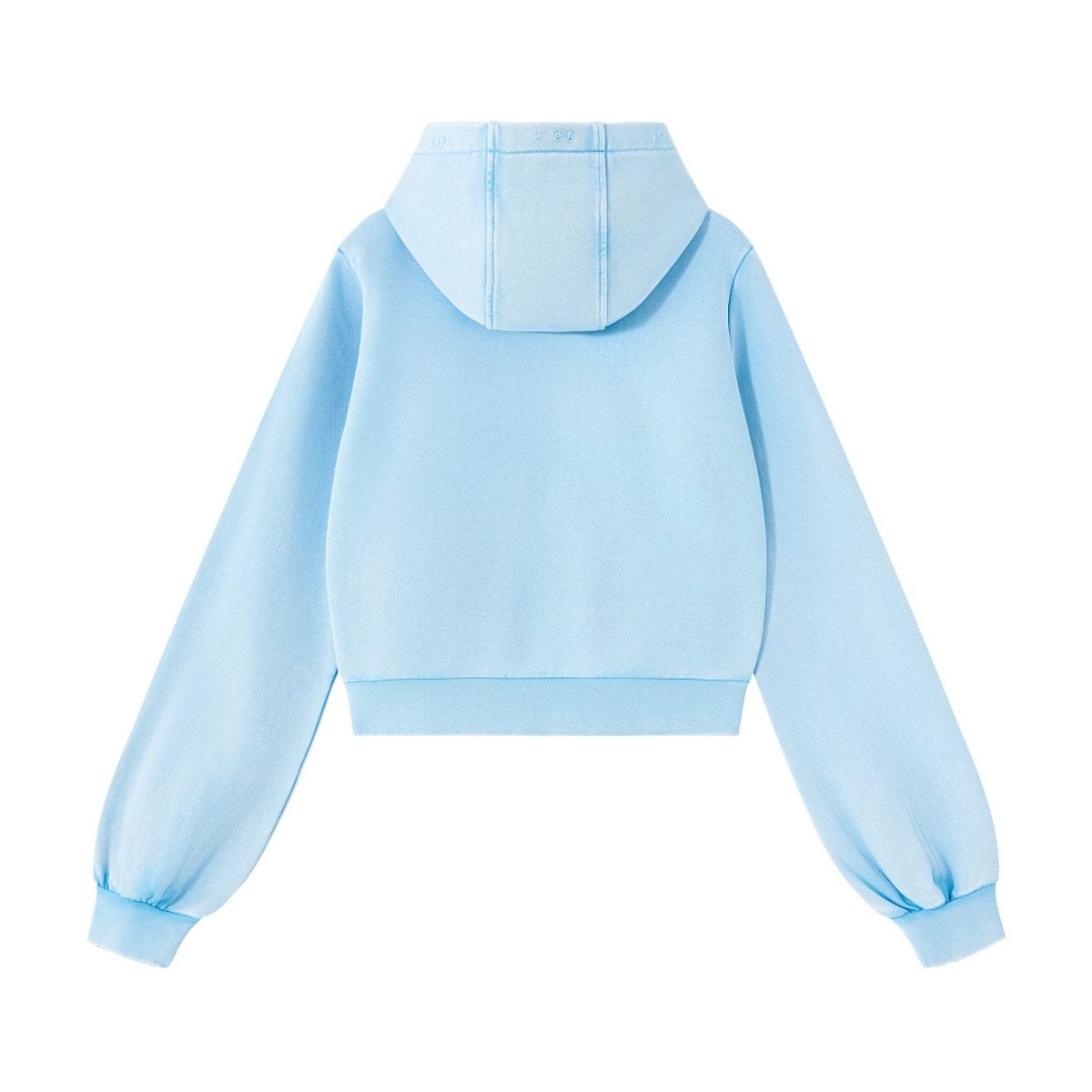 Women's Snow‑Wash Distressed Cropped Double Zip Hoodie