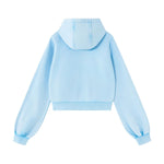 Women's Snow‑Wash Distressed Cropped Double Zip Hoodie