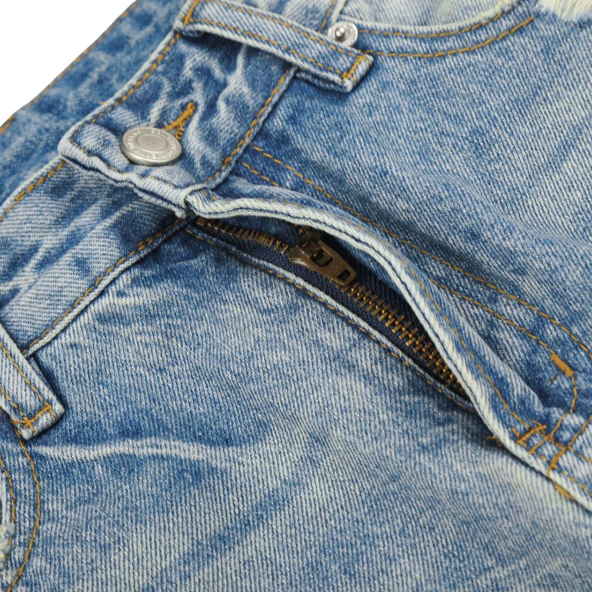 Vintage Whiskered Ripped Straight‑Leg Casual Jeans