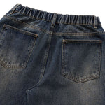 Vintage Gradient Washed Wide Leg Elastic Back Waist Jeans
