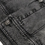 Stitched Diamond Design Relaxed Water-washed Denim Work Jacket