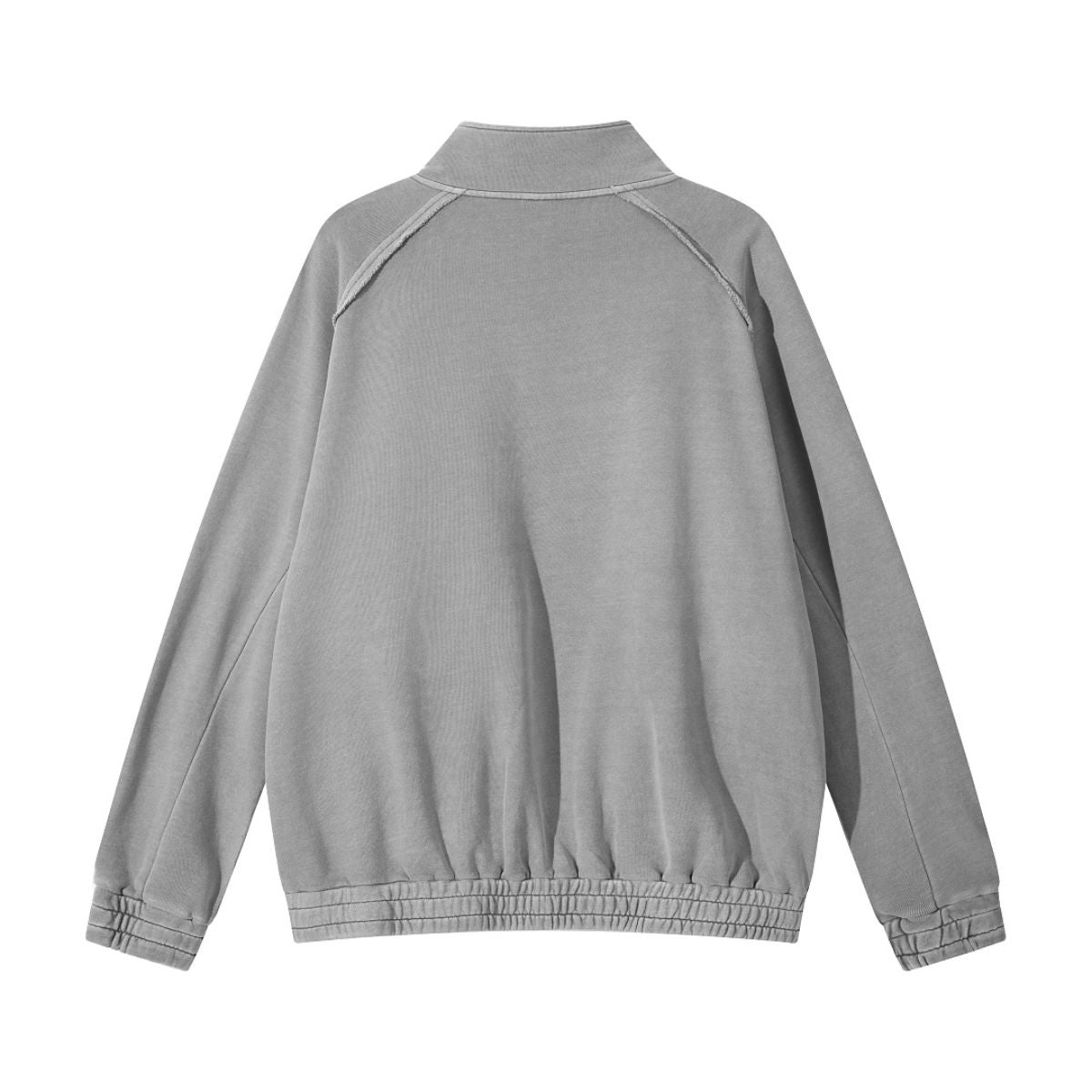 Heavyweight Cotton Stand Collar Washed Full‑Zip Sweatshirt