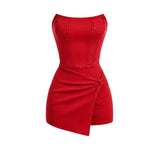 Women's Y2K Strapless Bodycon Wrap Front Short Denim Romper