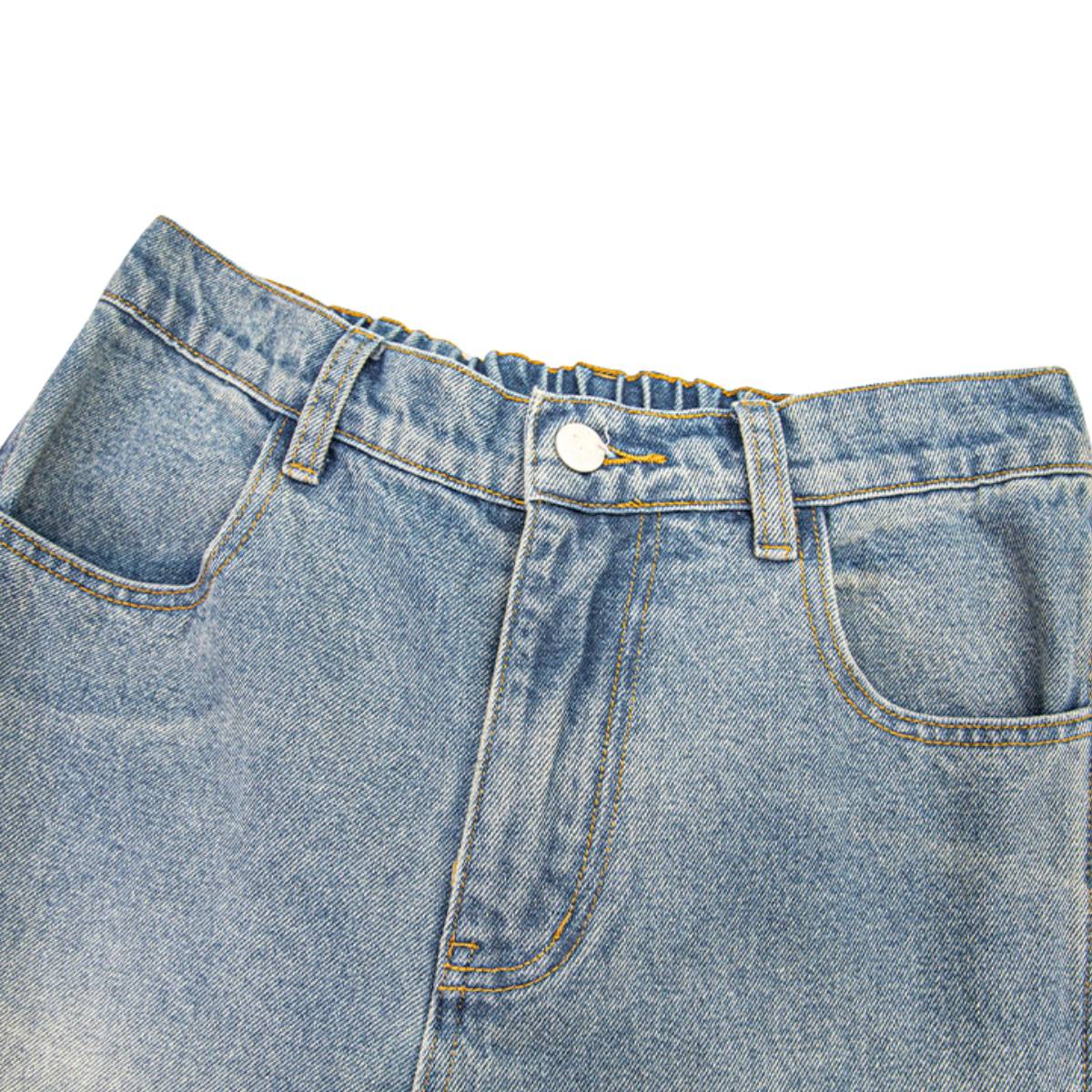 Faded Distressed Pleat Panel Oversized Loose Flared Jeans