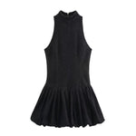 Falda vaquera con bordado de perlas y lavado vintage