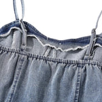 Falda vaquera con bordado de perlas y lavado vintage