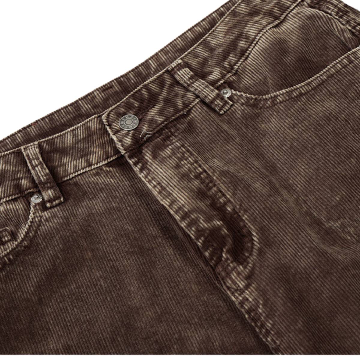 Retro Washed Corduroy Baggy Straight-Leg Pants