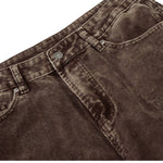 Retro Washed Corduroy Baggy Straight-Leg Pants