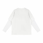 Acid‑Wash Distressed Layered‑Look Contrast Long Sleeve T‑Shirt