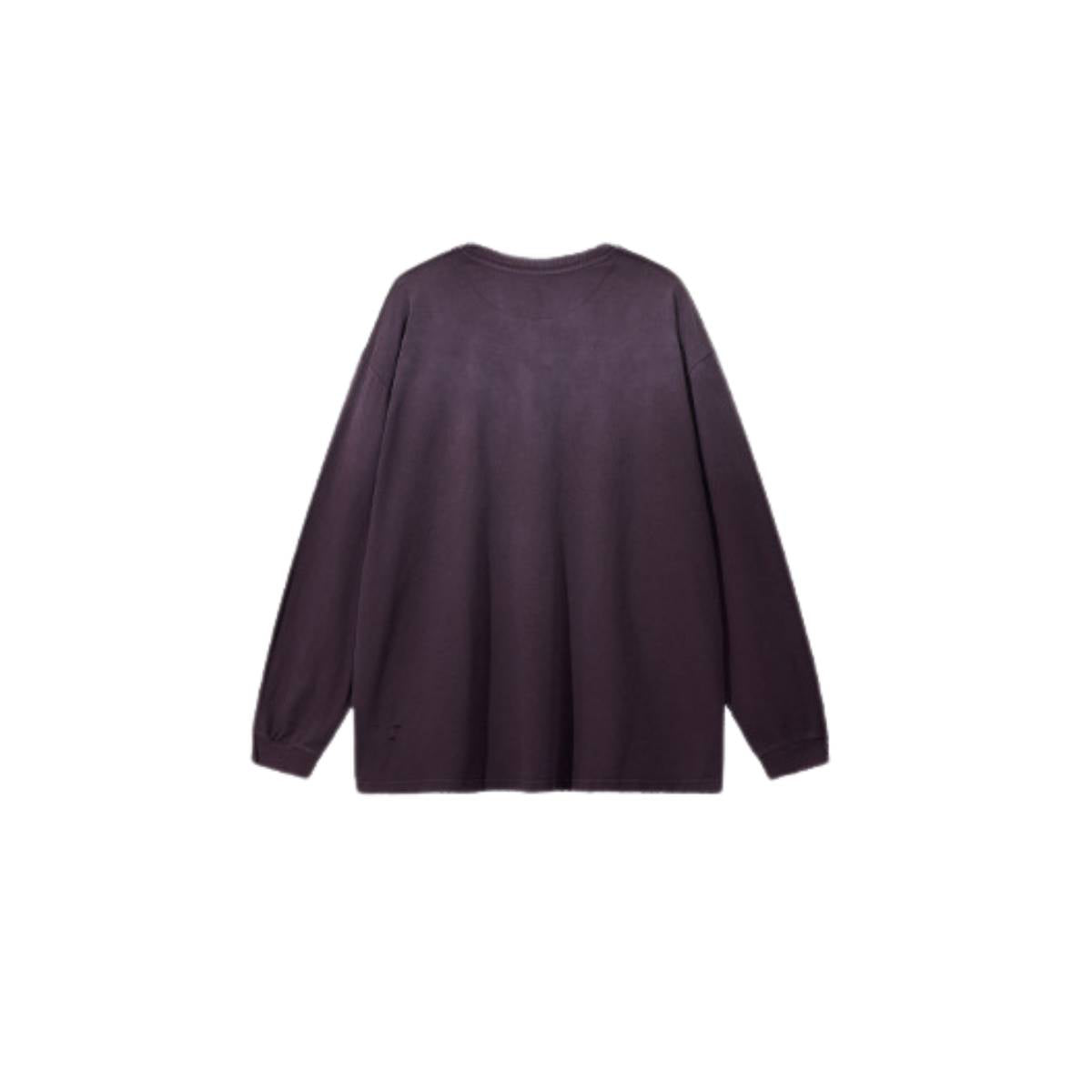 Retro Raw Edge Relaxed Fit Pure Cotton Long-Sleeve Tee 275gsm