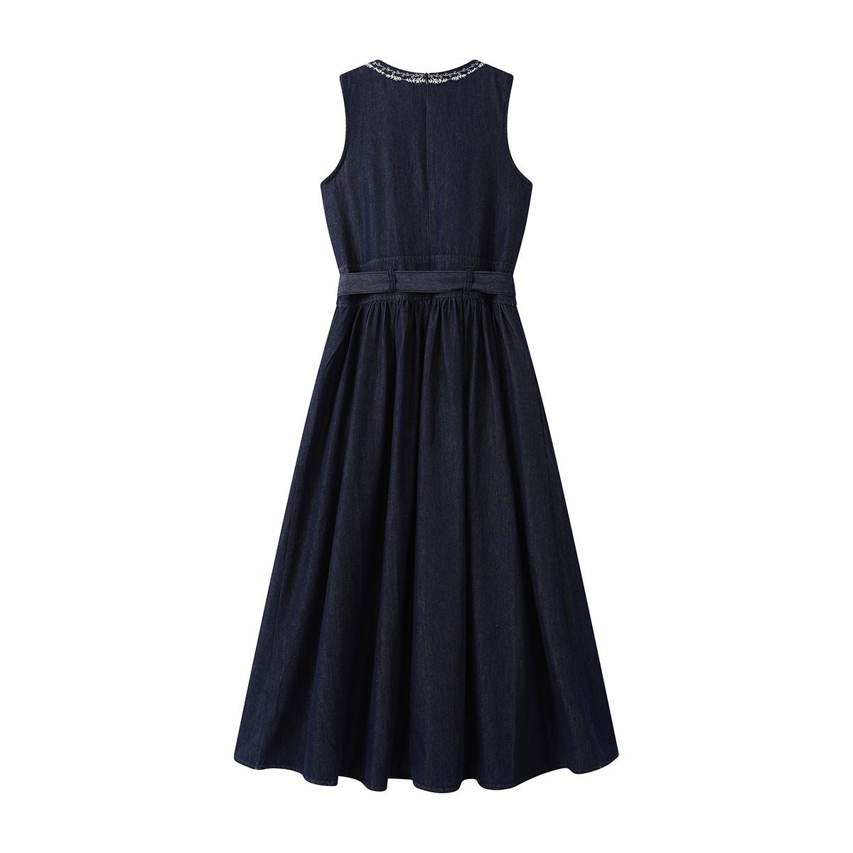 Falda vaquera con bordado de perlas y lavado vintage