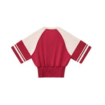 Fitted Color Splice Flare Sleeve Feminine Tee