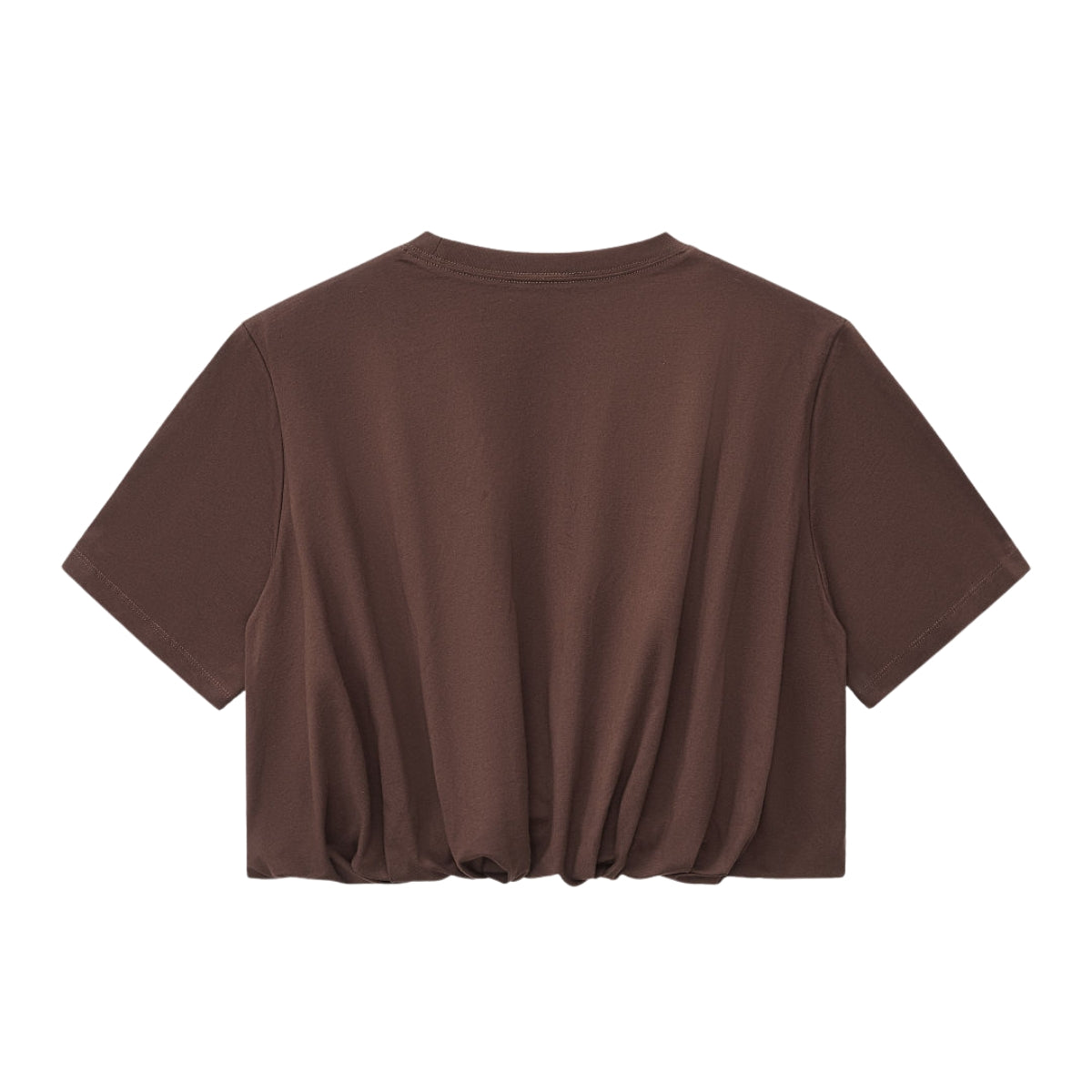 Double-Layer Bubble-Hem Cropped Streetwear Tee