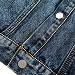 Zipper-embroidered Loose Retro Washed Denim Jacket