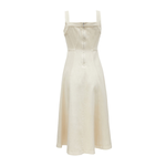 Square Neck Wide Strap Flared Denim Dress