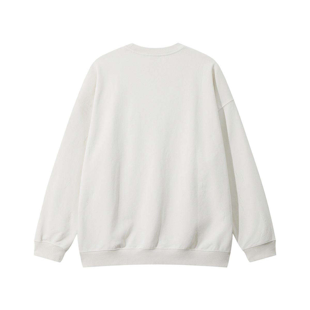 Heavyweight Solid Distressed Crew Neck Sweatshirt