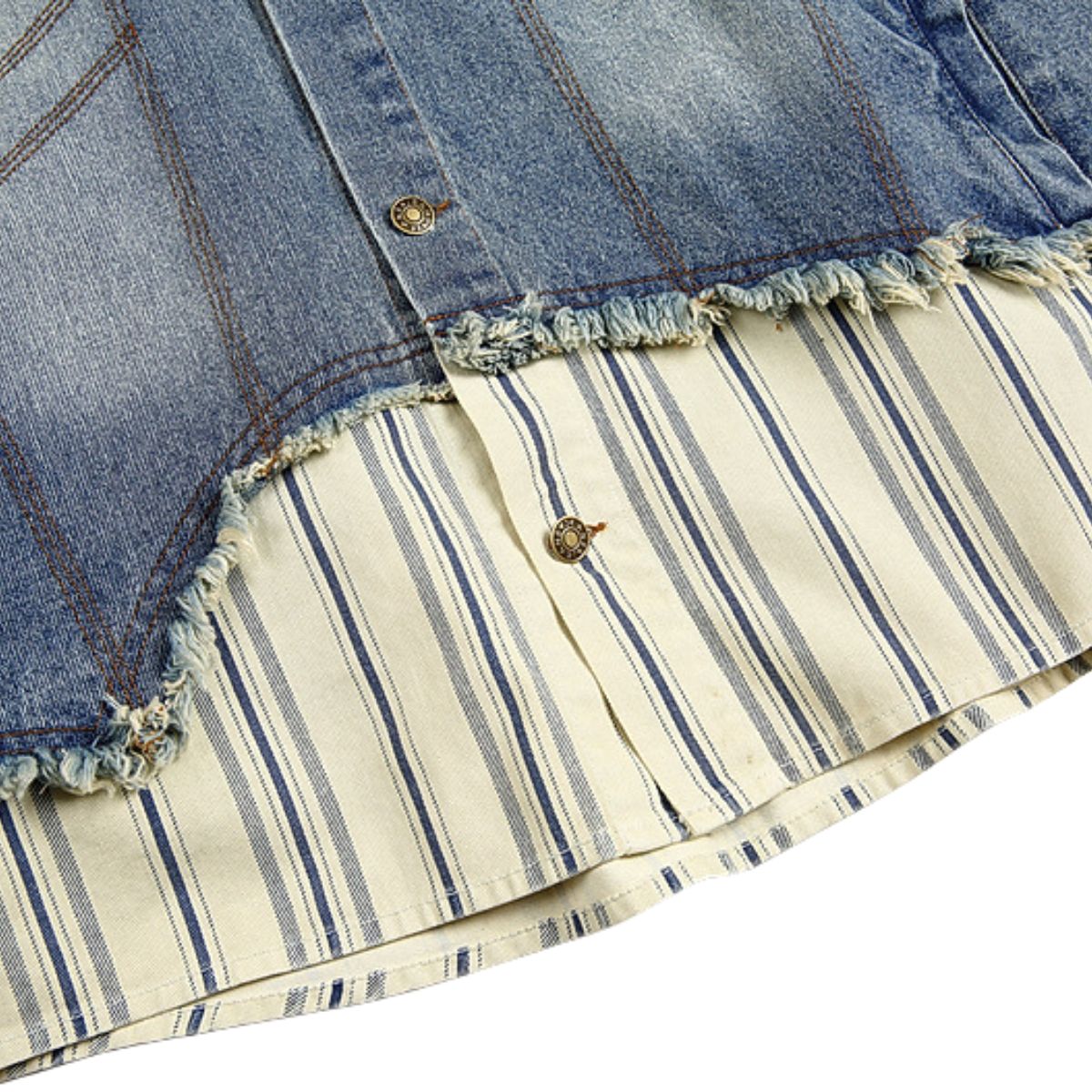 Hong Kong Vintage Fake Two-piece Patchwork Denim Jacket