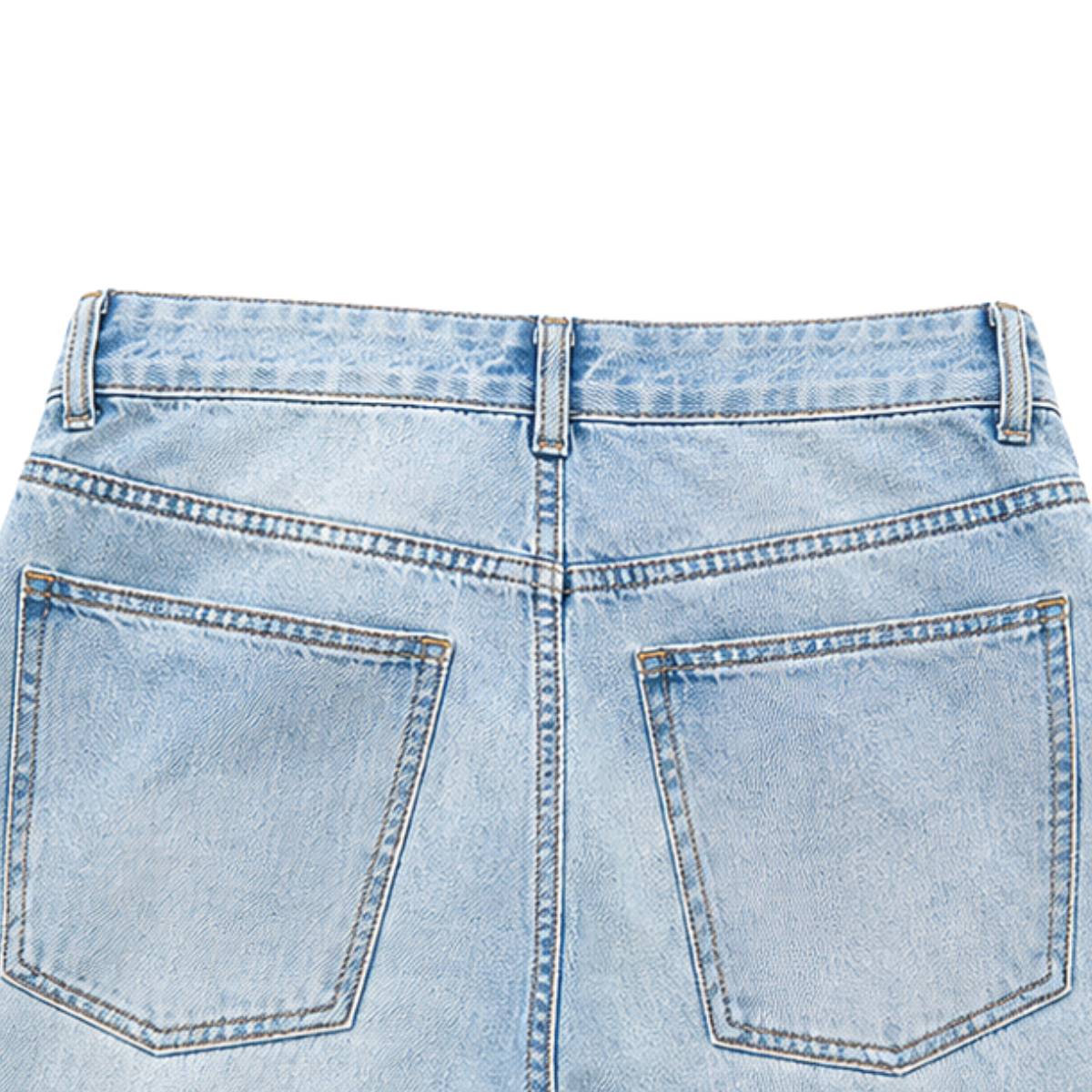 Vintage Washed Ripped Wide Leg Straight Denim Jeans