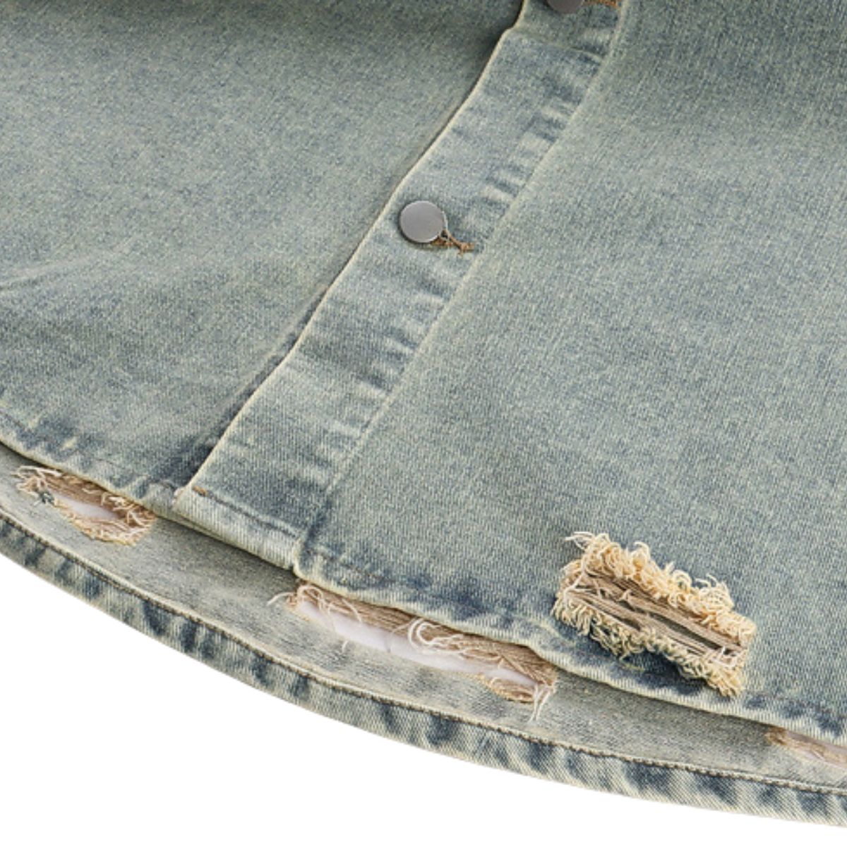 New Distressed Loose Stand Collar Denim Shirt Jacket