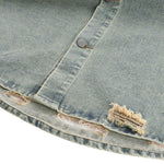 New Distressed Loose Stand Collar Denim Shirt Jacket