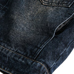 Original Sapphire Turquoise Button Retro Street Loose Washed Distressed Denim Jacket