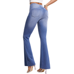 Washed High-Waisted Flared Stretch Jeans