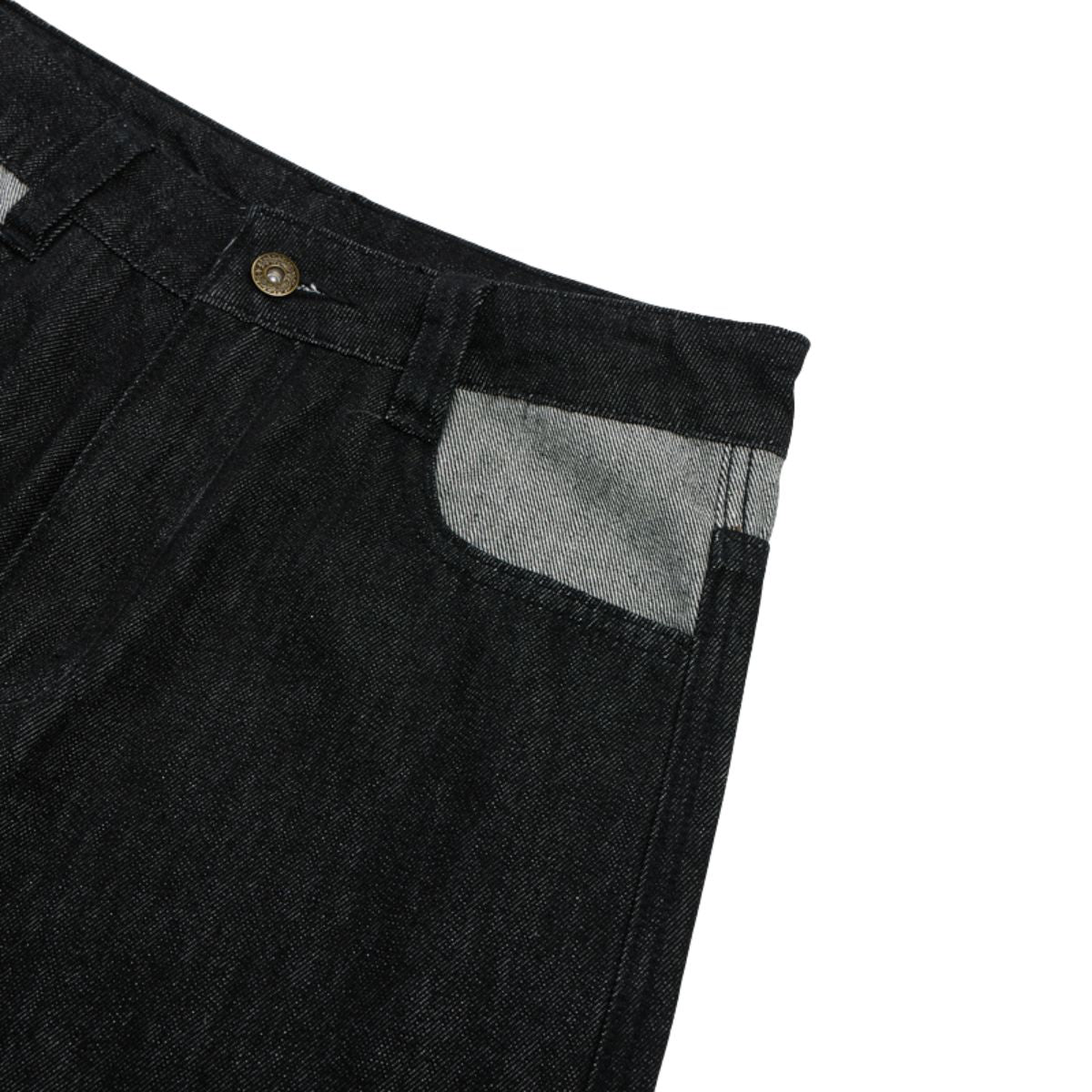 Washed Color‑Block Patchwork Jeans