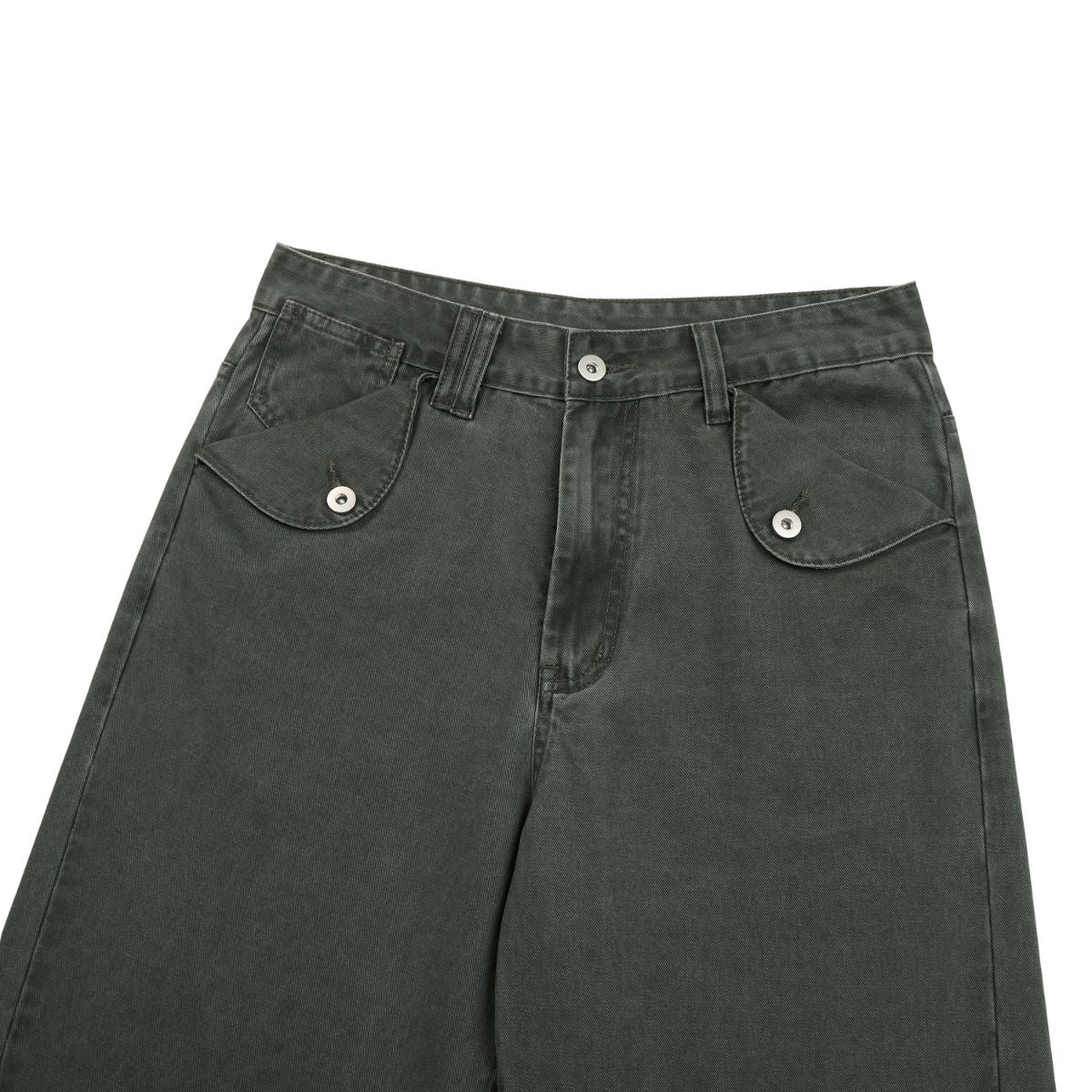 Relaxed Bootcut Pants With Reverse‑Pocket Washed‑Out Fade