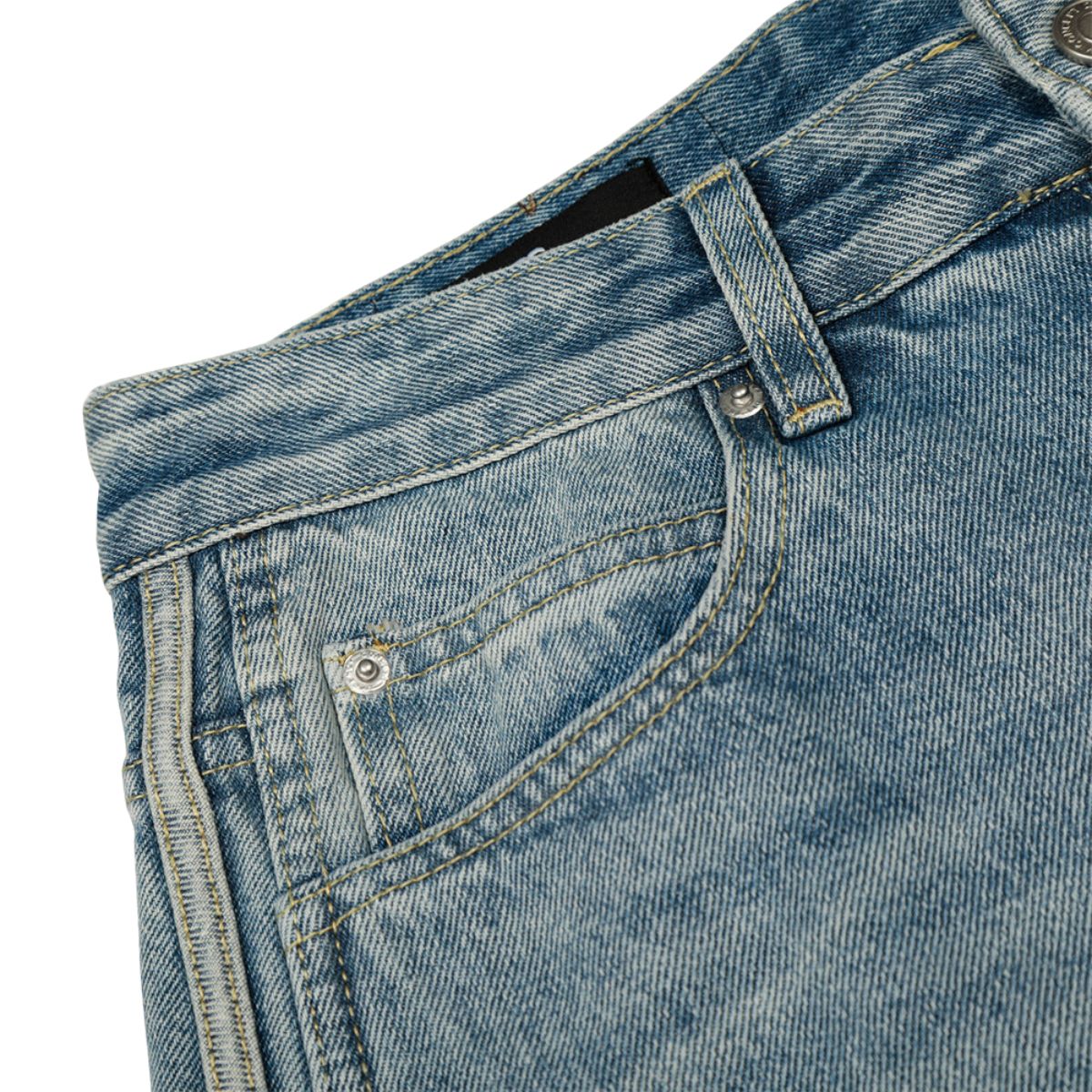 Men's Washed Distressed Denim Pants Vintage American Loose Wide Leg